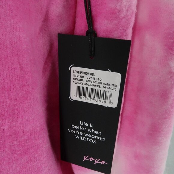 Wildfox Love Potion Super Soft Pink White Tie Dye Sweatshirt Size Small NWT - Picture 3 of 5